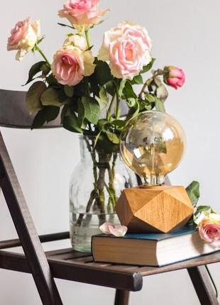 Мінімалістичний світильник з дерева. настільна лампа в стилі лофт. ретро лампа2 фото