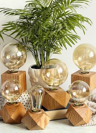 Мінімалістичний світильник з дерева. настільна лампа в стилі лофт. ретро лампа4 фото