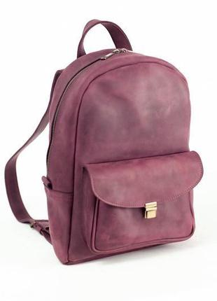 Жіночий шкіряний рюкзак "стамбул", вінтажна шкіра, колір бордо3 фото