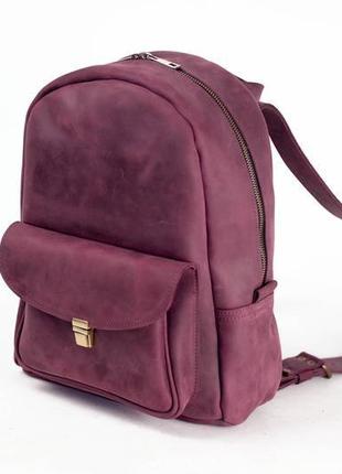 Жіночий шкіряний рюкзак "стамбул", вінтажна шкіра, колір бордо2 фото