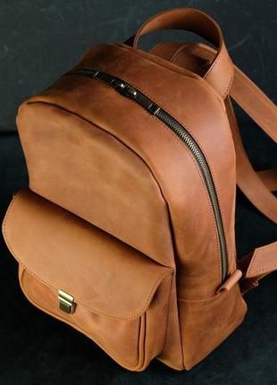 Женский кожаный рюкзак "стамбул", винтажная кожа, цвет коньяк3 фото