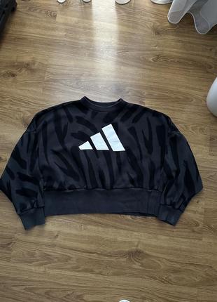 Оверсайз кроп кофта adidas big logo/ оверсайз свитшот adidas big logo2 фото