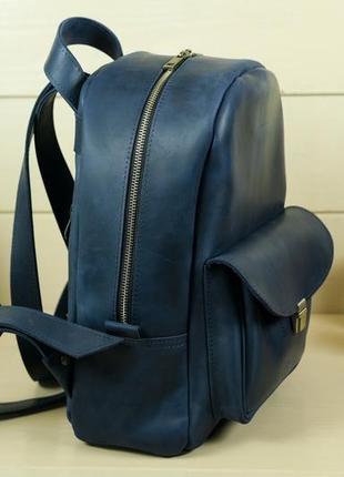 Жіночий шкіряний рюкзак "стамбул", вінтажна шкіра, колір синій2 фото