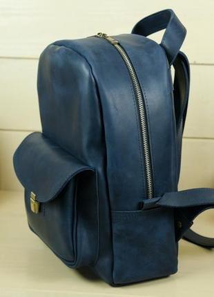 Женский кожаный рюкзак "стамбул", винтажная кожа, цвет синий3 фото