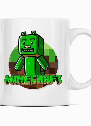 Білий чашка (кухоль) з оригінальним принтом онлайн ігри minecraft "кріпер creeper майнкрафт