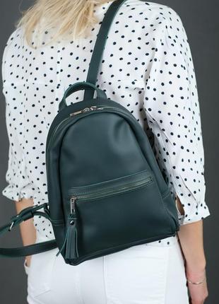 Жіночий шкіряний рюкзак "лімбо", розмір міні, матова шкіра grand, колір зелений