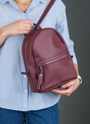 Жіночий шкіряний рюкзак "лімбо", розмір міні, матова шкіра grand, колір бордо1 фото