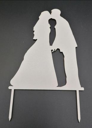 Деревянный топпер для свадебного торта, размер 15х11 см, арт. tpr-0191 фото
