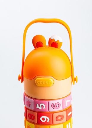 Термос дитячий 430 (мл) інтерактивний розвиваючий з цифрами 24 (см) з ручкою та з трубочкою помаранчевий2 фото