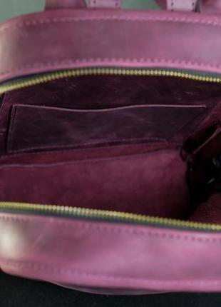 Кожаный женский рюкзак "анталья", винтажная кожа, цвет  бордо5 фото