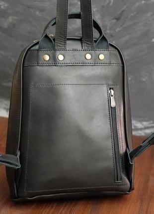 Жіночій шкіряний рюкзак "анталія", шкіра італійський краст, колір чорний2 фото