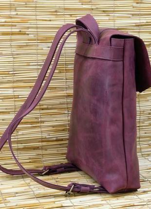 Жіночий шкіряний рюкзак "монако", вінтажна шкіра, колір бордо3 фото