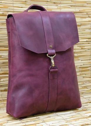 Жіночий шкіряний рюкзак "монако", вінтажна шкіра, колір бордо2 фото
