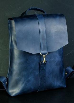 Женский кожаный рюкзак "монако", винтажная кожа, цвет синий