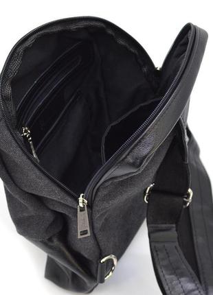 Рюкзак слінг на одне плече зі шкіри та канвас tarwa gcs-1905-3md6 фото