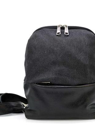 Рюкзак слінг на одне плече зі шкіри та канвас tarwa gcs-1905-3md2 фото