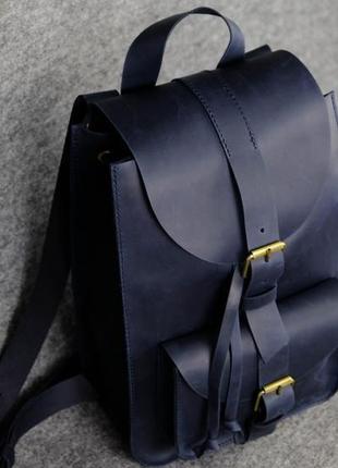 Жіночий шкіряний рюкзак "флоренція", вінтажна шкіра, колір синій2 фото