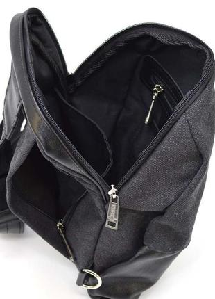 Рюкзак слінг на одне плече зі шкіри та канвас tarwa gck-1905-3md6 фото