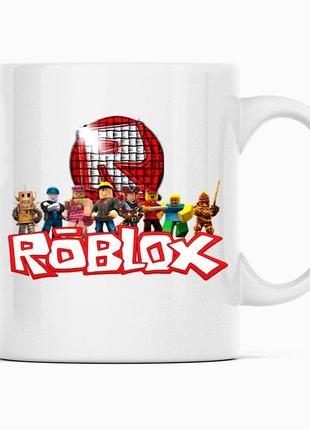 Білий чашка (кухоль) з оригінальним принтом онлайн ігри roblox "ігровий світ roblox. роблокс"