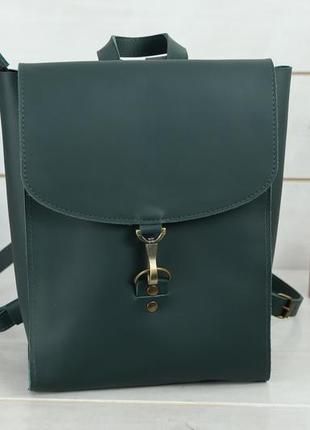 Жіночий шкіряний рюкзак "венеція", розмір середній, шкіра grand, колір зелений2 фото