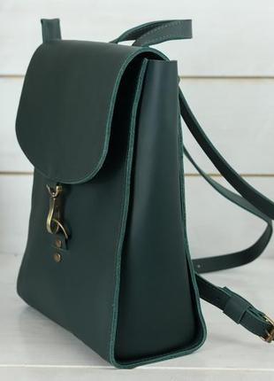 Женский кожаный рюкзак "венеция", размер средний, кожа grand, цвет зеленый4 фото