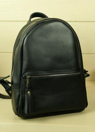 Женский кожаный рюкзак "лимбо", размер средний, кожа итальянский краст, цвет черный1 фото