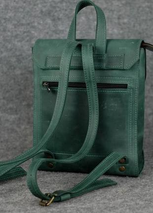 Женский рюкзак венеция размер мини, винтажная кожа, цвет зеленый4 фото
