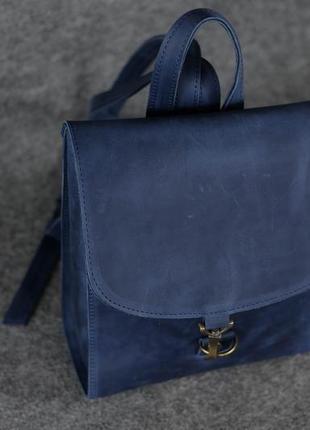 Женский рюкзак венеция размер мини, винтажная кожа, цвет синий2 фото