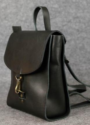 Женский рюкзак венеция размер мини, кожа краст цвет черный3 фото