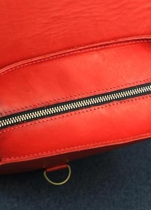 Женский кожаный рюкзак "венеция", размер средний, кожа итальянский краст, цвет красный5 фото