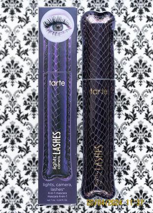 Полноразмерная идеальная тушь для ресниц tarte lights camera lashes 4-in-1 mascara - 7 мл в упаковке