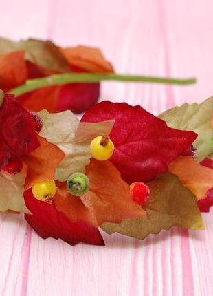 Обруч ободок осінній з листям та ягодами3 фото