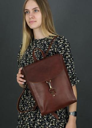 Жіночий шкіряний рюкзак "венеція", розмір середній, італійський краст колір  вишня1 фото