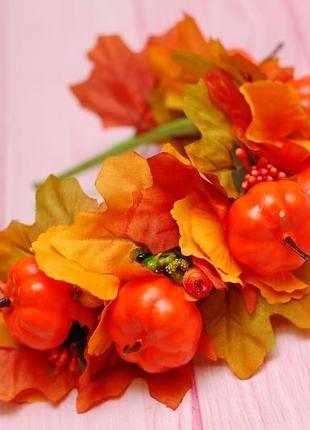 Обруч ободок осінній з листям та гарбузами4 фото