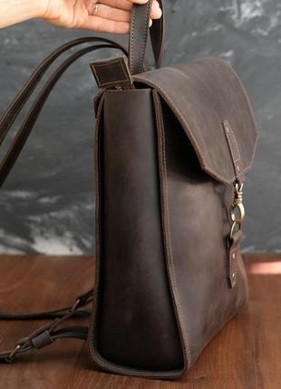 Женский кожаный рюкзак "рига", винтажная кожа, цвет шоколад2 фото