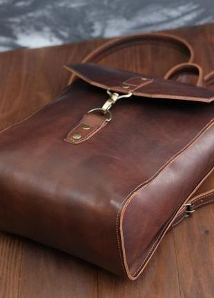 Жіночий шкіряний рюкзак "ріга", шкіра італійський краст, колір вишня5 фото