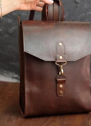 Женский кожаный рюкзак "рига", кожа итальянский краст, цвет вишня2 фото