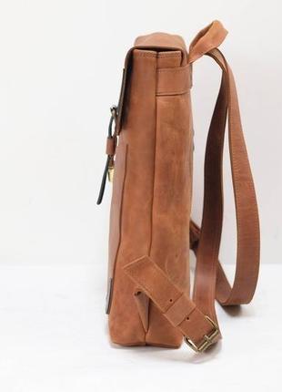 Женский кожаный рюкзак "кантри",  винтажная кожа,  цвет коньяк3 фото
