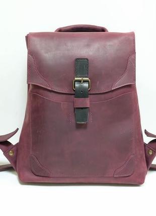 Женский кожаный рюкзак "кантри",  винтажная кожа,  цвет бордо2 фото