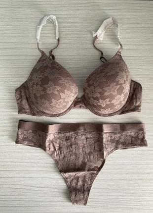 Комплект нижнего белья victoria’s secret pink 34b (75b), трусики s. нижнее белье виктория сикрет1 фото