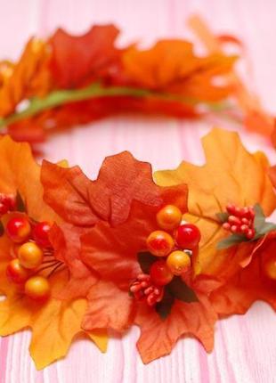 Вінок віночок осінній з листям та ягодами горобини4 фото