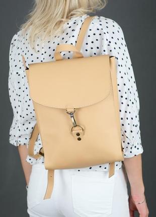 Жіночий шкіряний рюкзак "венеція", розмір середній, шкіра grand, колір бежевий1 фото