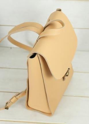 Женский кожаный рюкзак "венеция", размер средний, кожа grand, цвет бежевый3 фото