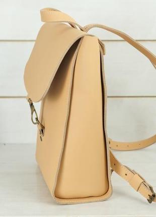 Женский кожаный рюкзак "венеция", размер средний, кожа grand, цвет бежевый4 фото
