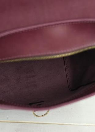 Жіночий шкіряний рюкзак "венеція", розмір середній, італійський краст колір  бордо6 фото