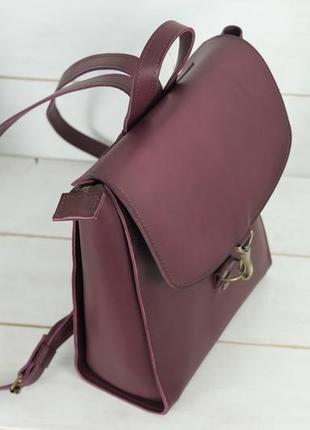 Жіночий шкіряний рюкзак "венеція", розмір середній, італійський краст колір  бордо3 фото