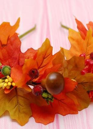 Обруч ободок осінній з листям та грибами2 фото