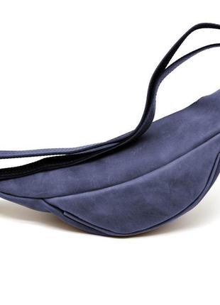 Напоясная сумка синяя из натуральной кожи rk-3035-3md tarwa5 фото