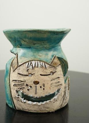 Аромалампа кіт кераміка aroma lamp cat ceramics3 фото