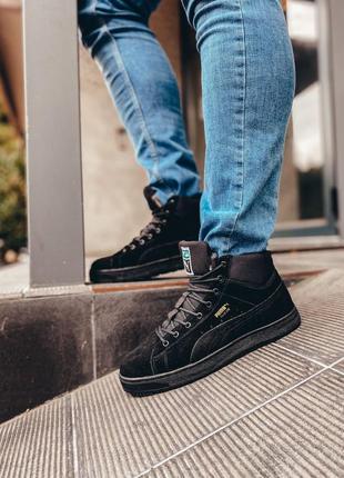 Мужские кроссовки puma suede all black (зима)